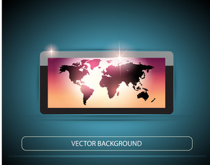 Stylized Plasma(LCD) TV With World Map Wallpaper on Screen