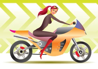 Foto op Plexiglas vector image of sexy biker girl © angelha