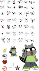 raccoon kid cartoon expressions pack in vector format