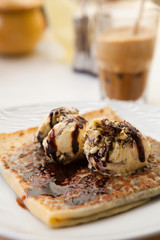 Sweet crepe with ice cream
