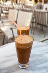 Frappes on a cafe table
