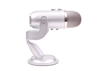 Professional Microphone Against White Background
