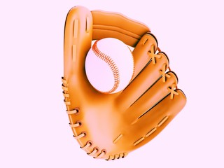 baseball guantone con pallina rendering 3d
