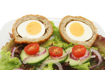 Scotch egg salad closeup
