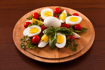 Boiled Eggs on Cutting Board