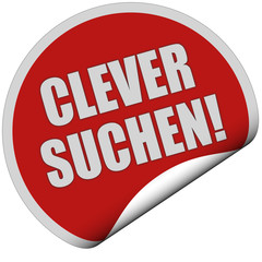 Sticker rot rund curl unten CLEVER SUCHEN!