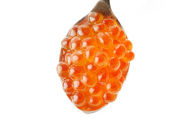 red caviar on a spoon