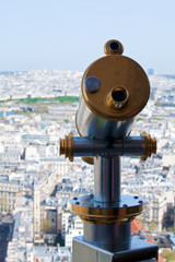 Telescope (spyglass) on upper platform of Eiffel Tower, Paris, F