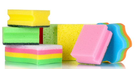 bright sponges isolated on white