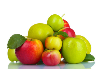 Fototapeta na wymiar Group of fresh ripe apples isolated on white