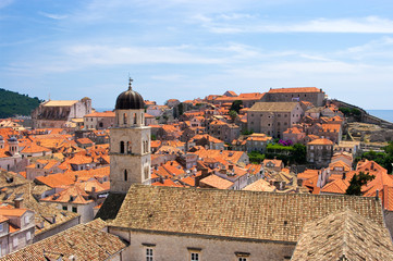 Cityscape with church on 1st plan in Dubrovnik, Croatia