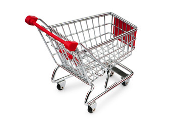 Shopping cart against the white background
