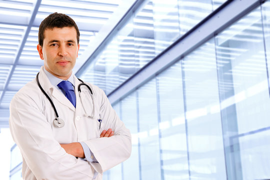Portrait of a male doctor at a modern hospital