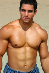 Shirtless bodybuilder