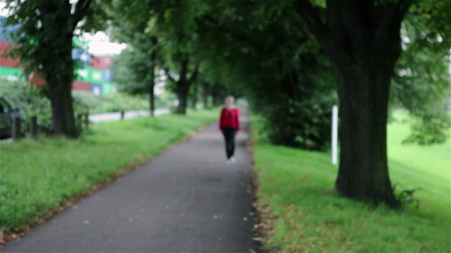 Woman taking walk in the evening