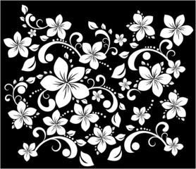 Papier Peint photo autocollant Fleurs noir et blanc tourbillon floral