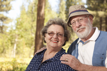 Loving Senior Couple Outdoors Portrait