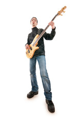 Guitar player isolated on the white background