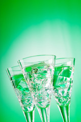Water in the glass against gradient background