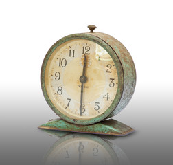 vintage old clock isolated on grey background