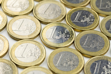Euro coins close up composition