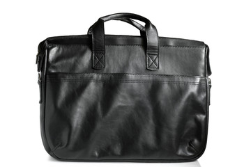 Black leather computer bag