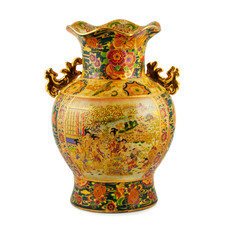 Chine vase gold on the white background