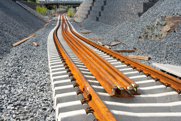 Railway construction site in Vuosaari, Finland - 34999297