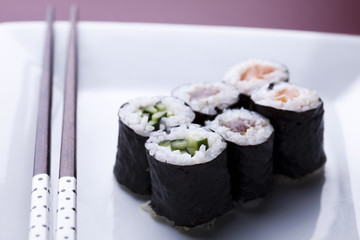 Rolls of sushi