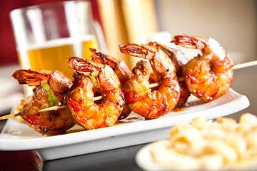 Acrylic prints Sea Food Shrimp grilled with beer