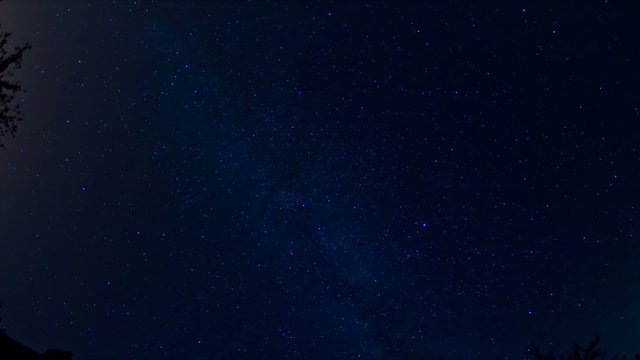 Time lapse of stars moving across sky.