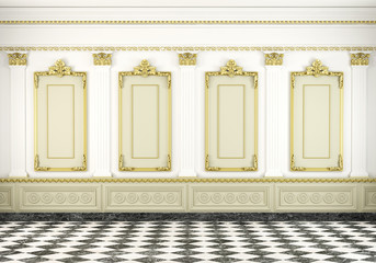 classic wall background with golden molding - 35005230