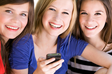 Group of friends with cellphone