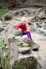 Fototapeta premium Portrait of Little Girl in Autumn Park