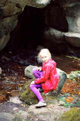 Portrait of Little Girl in Autumn Park