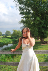 pretty girl standing in country