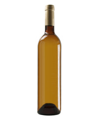Bottle of white wine; isolated on studio background.