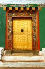 Tür an Dzong Klosterburg, Königreich Bhutan