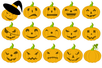 Halloween pumpkins isolated on white