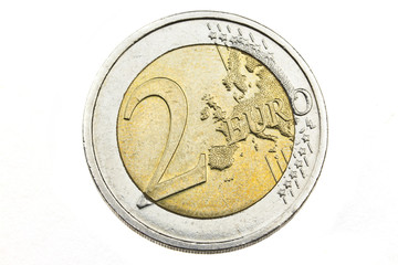 Two euro coin close up