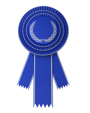 Blue Award Ribbon isolated over white background