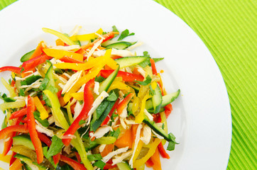 Delicious salad in the plate