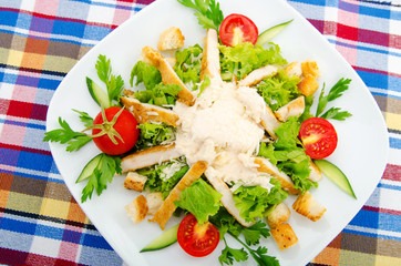 Delicious salad in the plate