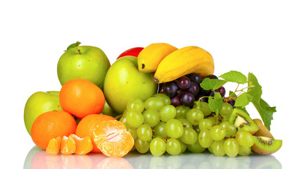 Ripe juicy fruits isolated on white