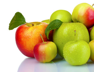 Many fresh ripe apples isolated on white