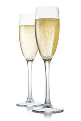 Two glasses of champagne. Isolated on white backgroun