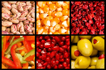 Collage of many fruits and vegetables