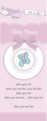 baby girl announcement card with airplane