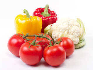 mix of fresh vegetables isolated on white