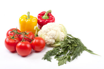 mix of fresh vegetables isolated on white